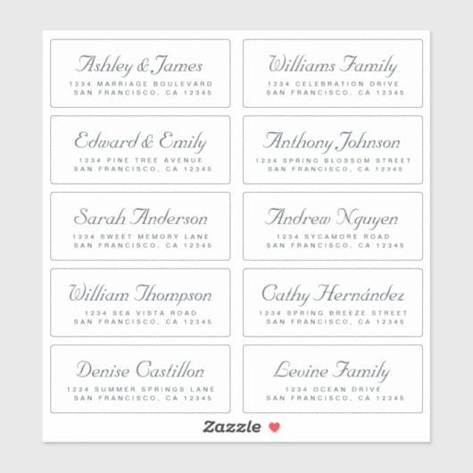 Chique kalligrafie huwelijksgast adreslabels sticker (Vel)