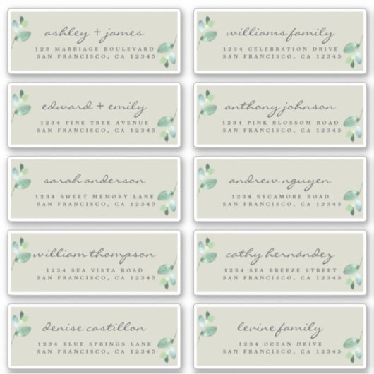 Chique kalligrafie huwelijksgast adreslabels sticker (Voorkant)