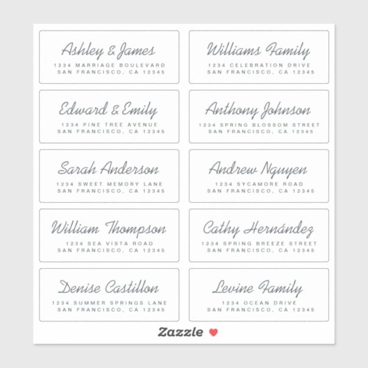 Chique kalligrafie huwelijksgast adreslabels sticker (Vel)