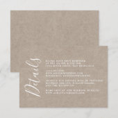 Chique kalligrafie Kraft papier bruiloft details Informatiekaartje (Voorkant / Achterkant)