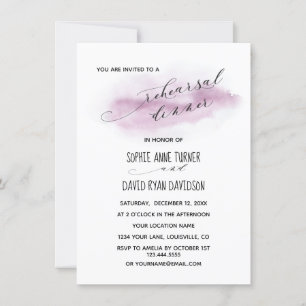 Chique kalligrafie roze aquarel repetitie diner kaart