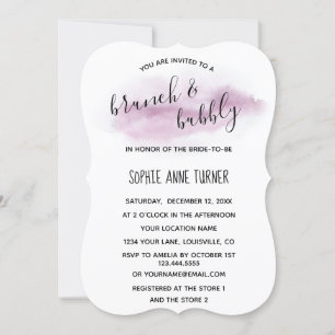 Chique kalligrafie Roze waterverf Brunch & bubbels Kaart