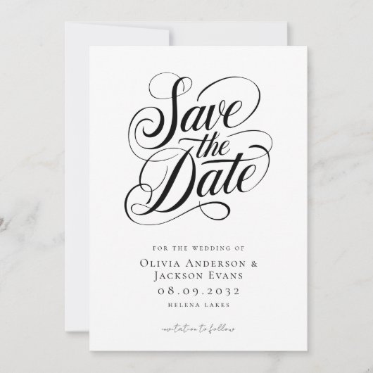Chique kalligrafie script bruiloft save the date (Voorkant)