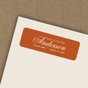 Chique kalligrafie script donker Oranje retour adr Etiket