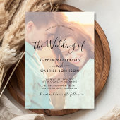 Chique kalligrafie script foto overlay bruiloft kaart