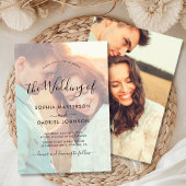 Chique kalligrafie script foto overlay bruiloft kaart