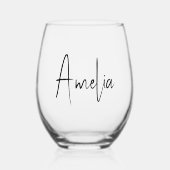 Chique kalligrafie script monogram wijnglas zonder voet (Voorkant)
