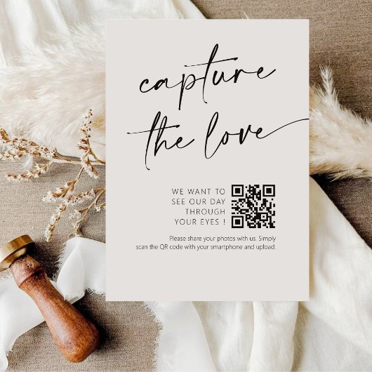 Chique kalligrafiescript Capture the Love QR-code Informatiekaartje