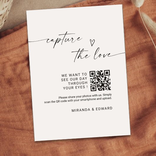 Chique kalligrafiescript Capture the Love QR-code Informatiekaartje
