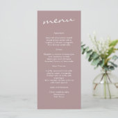 Chique Kaneel en Stof Roze Minimalistische Trouwda Menu (Staand voorkant)