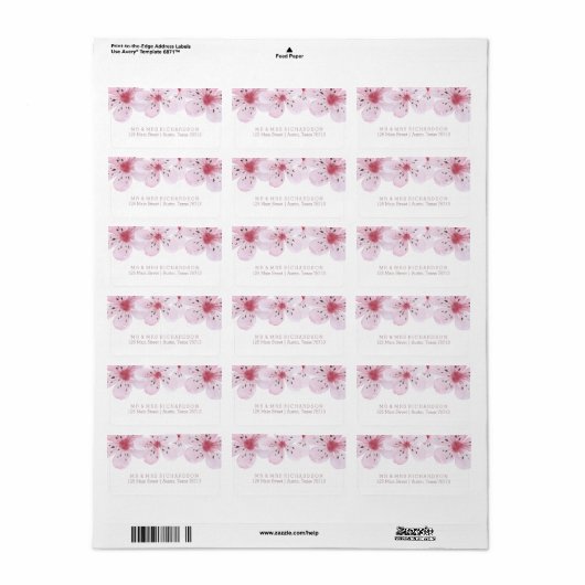 Chique kersenbloesems bruiloft etiket (Full Sheet)