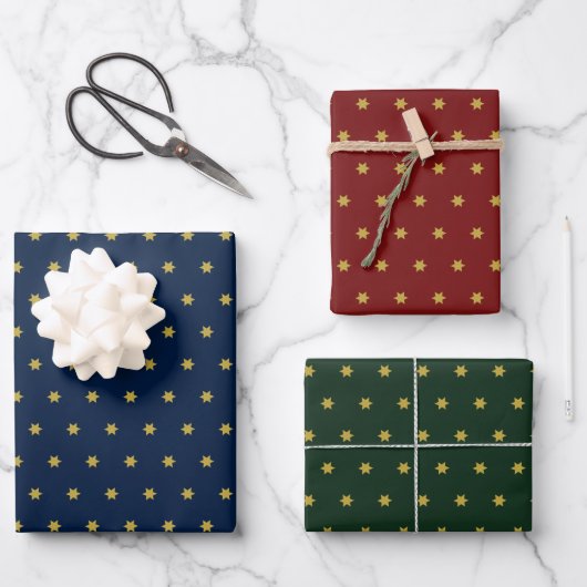 Chique Kerst Wrapping Papier Flat Sheet Set van 3 Inpakpapier Vel (Voorkant)
