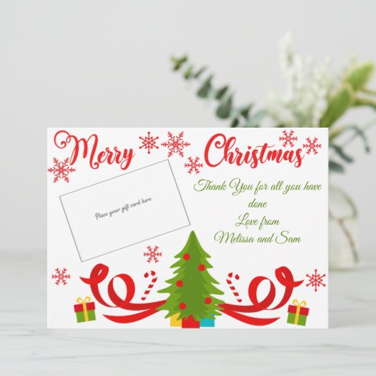 Chique kerstboom dank u cadeau Kaart houder (Staand voorkant)