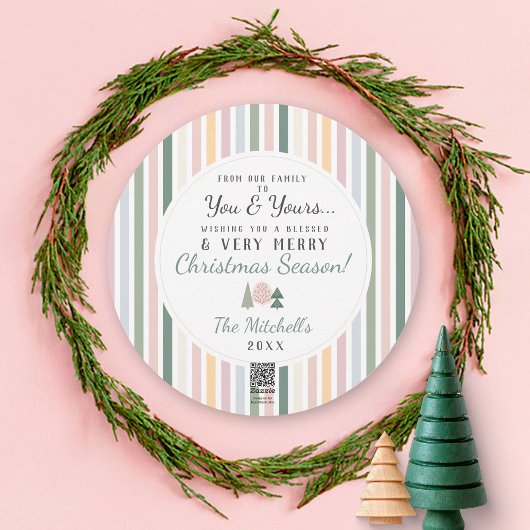 Chique Kerstboom Foto GRIJS groen Rond Feestdagenkaart