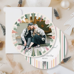  chique kerstboom foto IVOOR roze Rond Feestdagenkaart