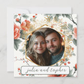 Chique Kerstbruiloft met Romantische Foto Save The Date (Voorkant)