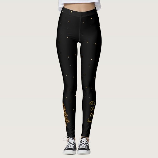 Chique Kerstmis Luipaard Boom Leggings (Voorkant)
