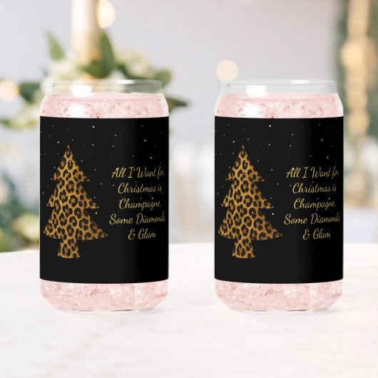 Chique Kerstmis Luipaard Boom Ontwerp Blikvorm Glas (Insitu (Huwelijk))