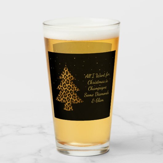 Chique Kerstmis Luipaard Boom Ontwerp Glas (Voorkant gevuld)