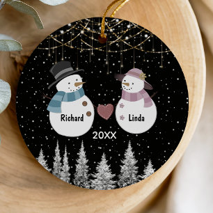 Chique Kerstmis verjaardag verloofd echtpaar Keramisch Ornament