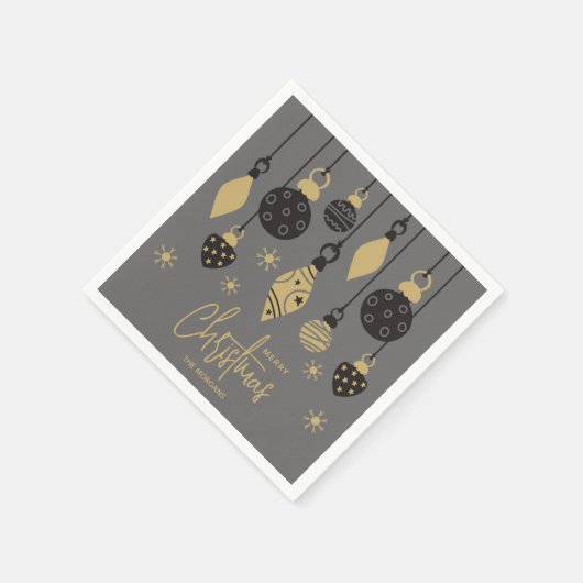 Chique kerstversiering op grijs servet (Hoek)