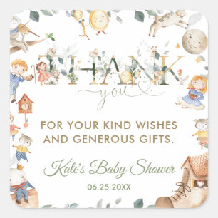 Chique kinderkamer rijm groen Baby shower jongen m Vierkante Sticker