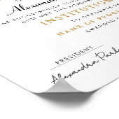 Chique Klassieke Zwarte Gouden School Afstudeerlog Poster (Hoek)