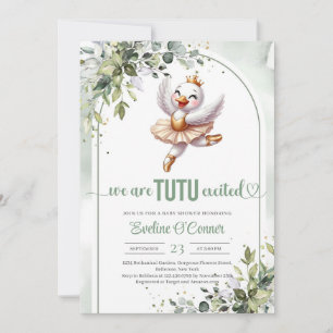 Chique kleine zwaan met gouden tutu jurk eucalyptu kaart