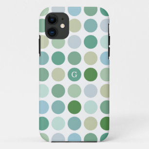 Chique kleurrijk groen stippenpatroon monogram iPhone 11 hoesje