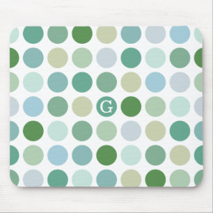 Chique kleurrijk groen stippenpatroon monogram muismat