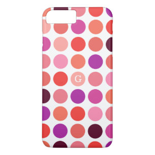 Chique kleurrijk stippenpatroon met monogram iPhone 8 plus / 7 plus hoesje