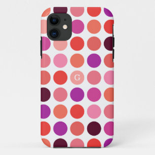 Chique kleurrijk stippenpatroon monogram iPhone 11 hoesje
