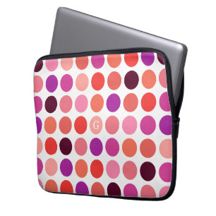 Chique kleurrijk stippenpatroon monogram laptop sleeve