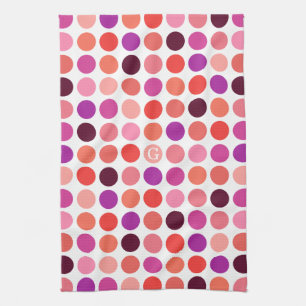 Chique kleurrijk stippenpatroon monogram theedoek