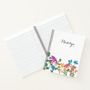 Chique Kleurrijke bloemenpatroon gepersonaliseerd Notitieboek