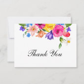 Chique kleurrijke wilde bloemen bruiloft bedankkaart (Voorkant)