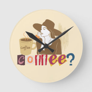 Chique Koffieliefhebber Retro Wandklok Ronde Klok