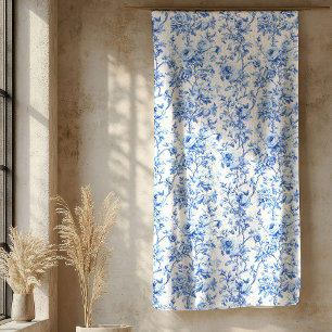 Chique Koningsblauwe Toile Rozen Bloemmotief Zacht Sherpa Deken