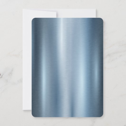 Chique kroon blauw metallic quinceañera kaart (Achterkant)