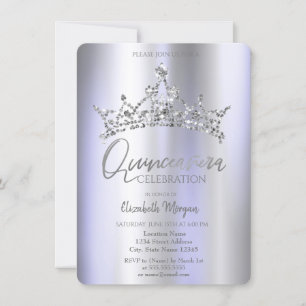 Chique kroon paarse metalen Quinceañera Kaart