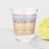 Chique Kust Licht Roze Strand Bruiloft 2 Hart Shot Glas (Voorkant)