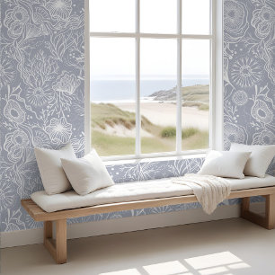 Chique kustlijn onder het Zee Periwinkle Coral Ree Behang