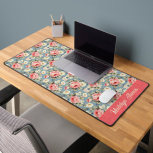 Chique landelijke tuin bloemmotief gepersonaliseer bureaumat