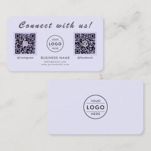 Chique Lavendel Dubbele QR-code Multi Sociale Medi Visitekaartje