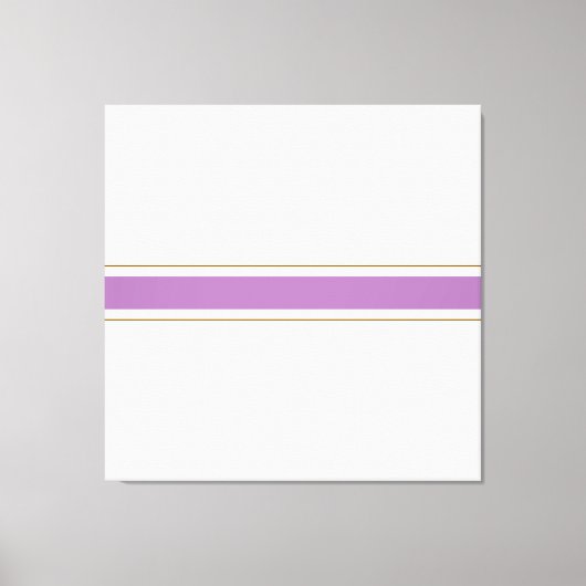 Chique Lavendel Gouden Bruin Racing Stripes op Wit Canvas Afdruk (Voorkant)