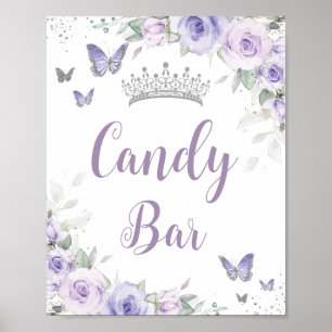 Chique Lavendel Paarse Bloemen Quinceañera Snoep B Poster