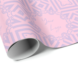 Chique Lavendel Roze Streep Custom Business Logo Cadeaupapier
