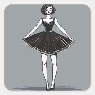 Chique LBD Illustratie Sticker