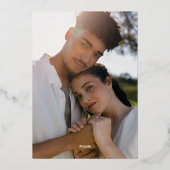 Chique leisteen grijs blad monogram foto bruiloft folie uitnodiging (Achterkant)