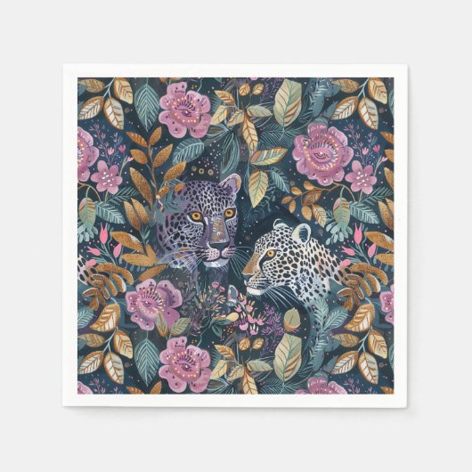Chique Leopard floral Servet (Voorkant)